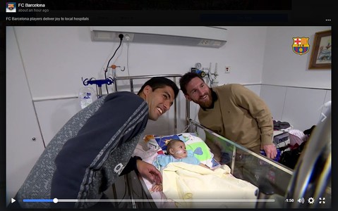 Piłkarze Barcelony odwiedzili dzieci w szpitalach