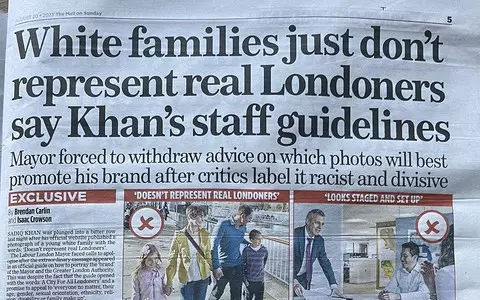 Sadiq Khan’s office under fire for suggesting white families ‘don’t represent real Londoners’