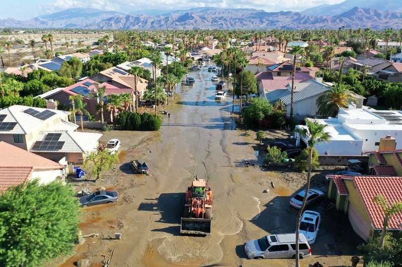 USA: Record flooding and rainfall in California. Flooded Death Valley