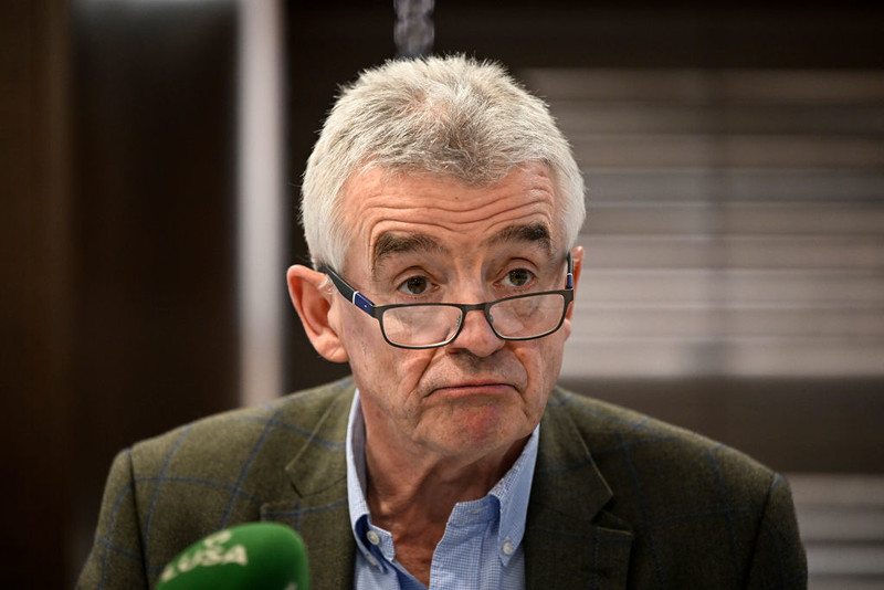 Ryanair chief Michael O'Leary was hit in the face with a cake in Brussels