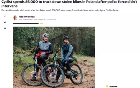 Cyclist spends £6,000 to track down stolen bikes in Poland after police force didn't intervene