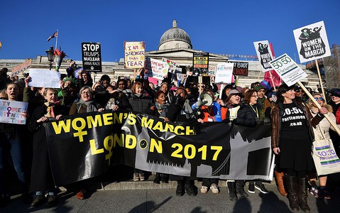 Thousands of women march on London against Donald Trump