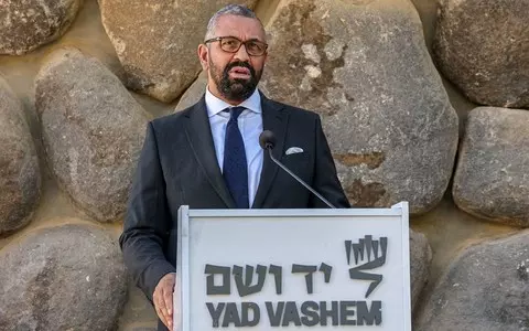 James Cleverly runs for cover during a visit to Israel