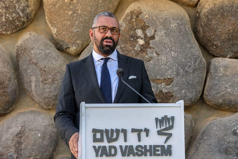 James Cleverly runs for cover during a visit to Israel