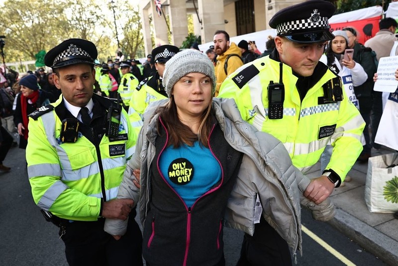 Climate activist Greta Thunberg detained by police during demonstration in London