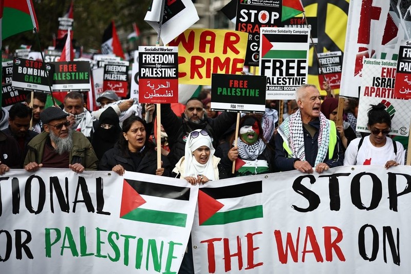 London: About 100,000 people took part in a pro-Palestinian demonstration
