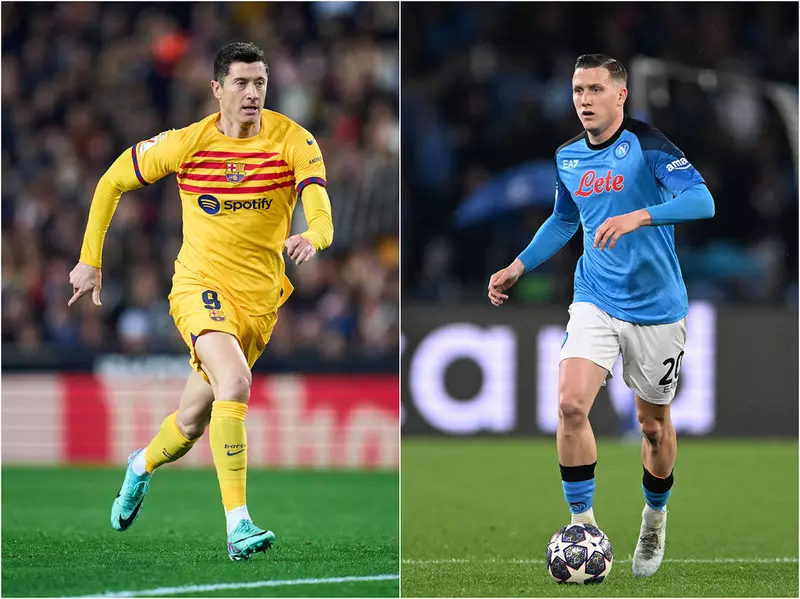 Zielinski and Lewandowski's teams against each other in the 1/8 finals of the Champions League
