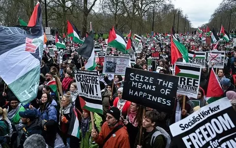 Twelve people were arrested during a pro-Palestinian march in London