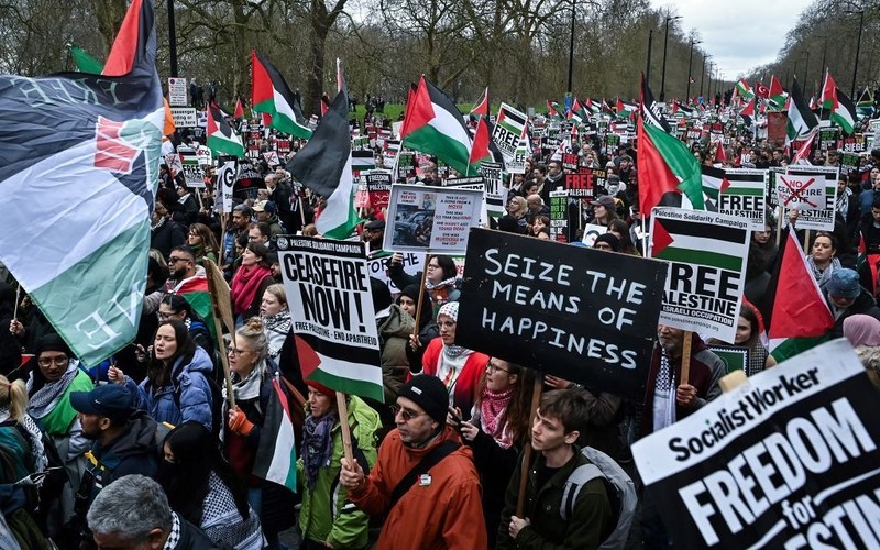 Twelve people were arrested during a pro-Palestinian march in London