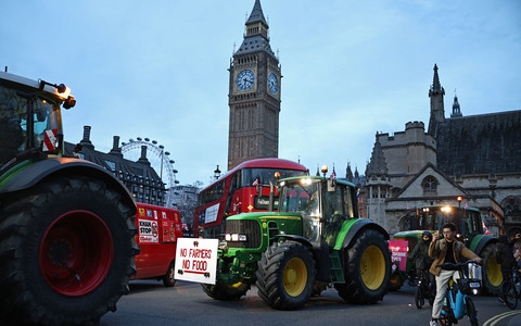 London: More than 100 tractors gather at Parliament in farmer go-slow protest