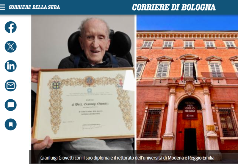 Italy: Man received his college diploma at the age of 102