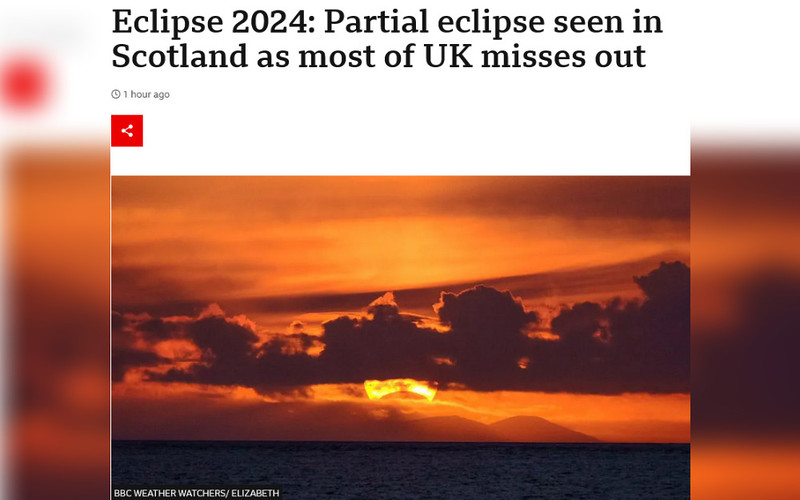 Eclipse 2024: Partial eclipse seen in Scotland as most of UK misses out