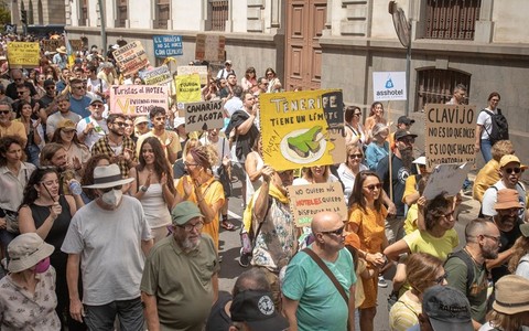 Tens of thousands protest against Canary Islands’ ‘unsustainable’ tourism model