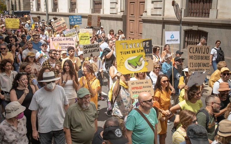 Tens of thousands protest against Canary Islands’ ‘unsustainable’ tourism model