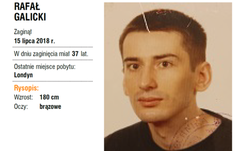Rafal Galicki from Poland has been missing since 2018 when he arrived to London