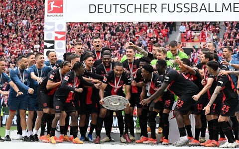 Bayer Leverkusen undefeated throughout season. Bayern Munich in third place