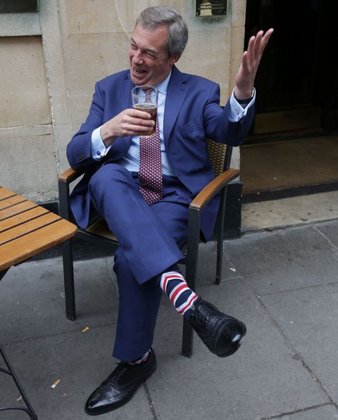 Nigel Farage celebrates Article 50