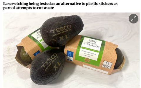 Tesco będzie używać laserowych wytłoczeń na owocach awokado zamiast naklejek 