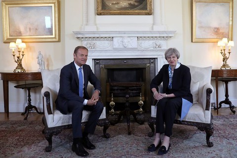 Theresa May meeting Donald Tusk for Brexit start talks