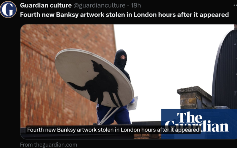 Londyn: Nowa instalacja Banksy'ego skradziona wkrótce po odsłonięciu