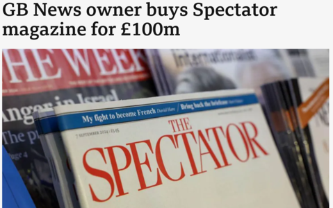 UK: "The Spectator" sprzedany głównemu udziałowcy stacji GB News