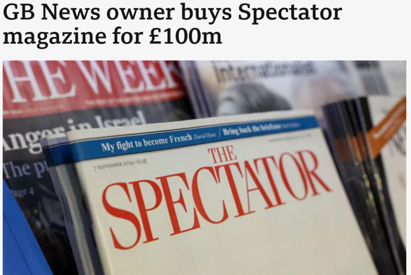 UK: "The Spectator" sprzedany głównemu udziałowcy stacji GB News