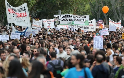 Thousands of people protest against high apartment rental prices in Madrid and Barcelona