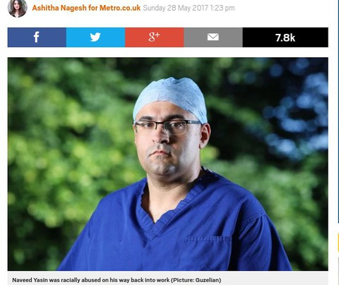 Man shouted 'terrorist' at surgeon who had spent 48 hours saving Manchester victims   