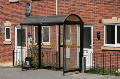 You can't get in this two-bedroom new-build because there's a bus shelter in the way