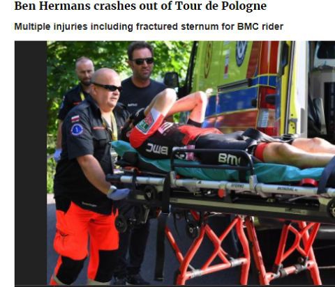 Accident during the Tour de Pologne. Belgian cyclist injuried