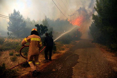 Grecja: Pożar lasów na północ od Aten
