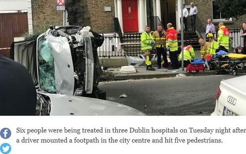 Six hospitalised after motorist mounts pavement, hits five Dublin pedestrians