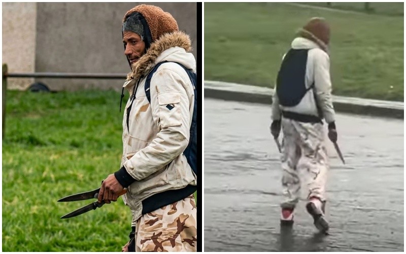 Uzbrojony w noże mężczyzna spacerował po dzielnicy Edynburga. Dwie osoby są ranne