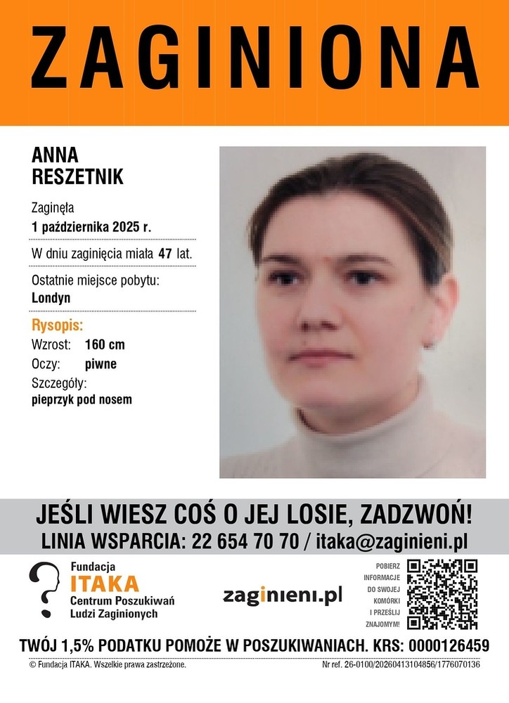 Zaginęła Polka z Londynu. Ostatnio widziano ją pół roku temu