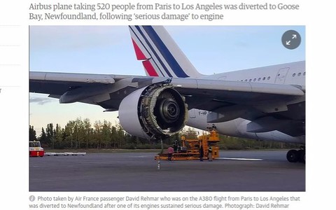 Chwile grozy nad Atlantykiem. Awaria silnika Airbusa A380