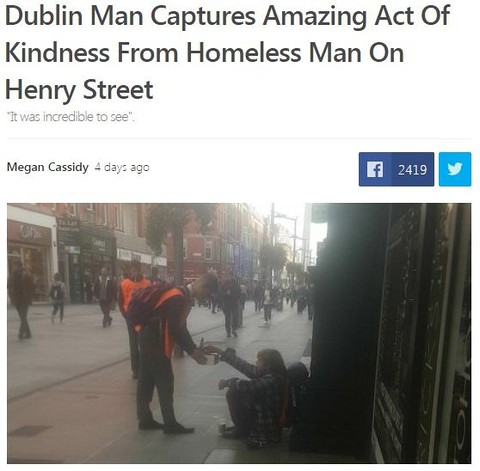 Dublin Man Captures Amazing Act Of Kindness From Homeless Man On Henry Street