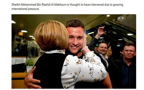 Jamie Harron arrives back home after being detained in Dubai over hip touch