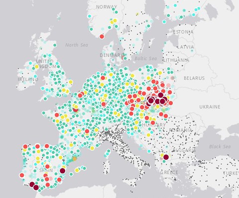 Interactive map shows air quality in real time across Europe