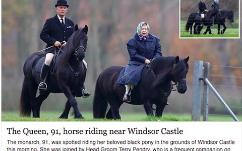 The Queen, 91, was spotted riding in the grounds of Windsor Castle 