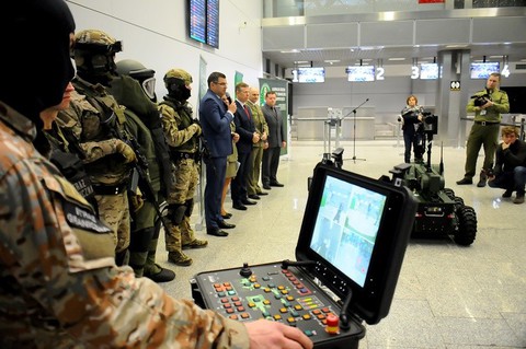 Anti-terrorist robot at the airport in Krakow