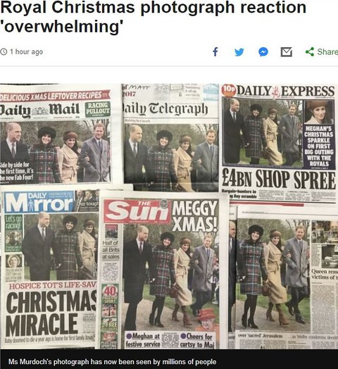 Royal Christmas photograph reaction 'overwhelming'
