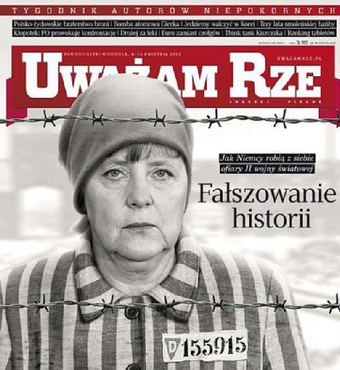 Angela Merkel jako więzień obozu koncentracyjnego