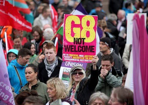 Marchers protest in Belfast against G8 policies
