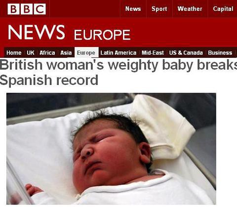 British woman's weighty baby breaks Spanish record