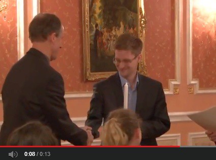Video clips released of Snowden at secret Moscow dinner