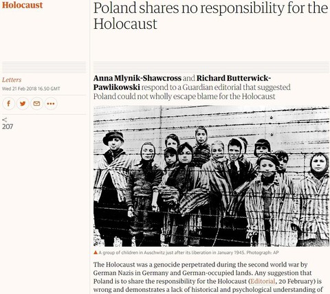 Listy do "Guardiana" o braku polskiej współodpowiedzialności za Holokaust