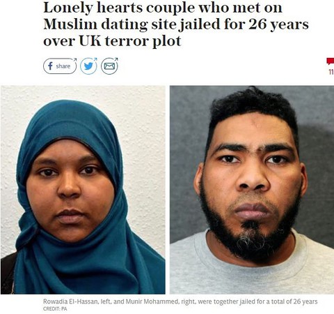 Lonely hearts couple who met on Muslim dating site jailed for 26 years over UK terror plot