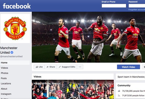 Manchester United has the most fans on the internet