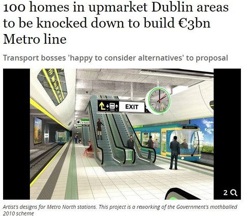 Dublińskie metro w 2027 roku. Projekt zakłada zburzenie 100 domów