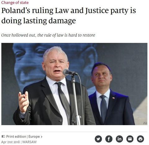 'Economist': Poland's ruling Law and Justice party is doing lasting damage